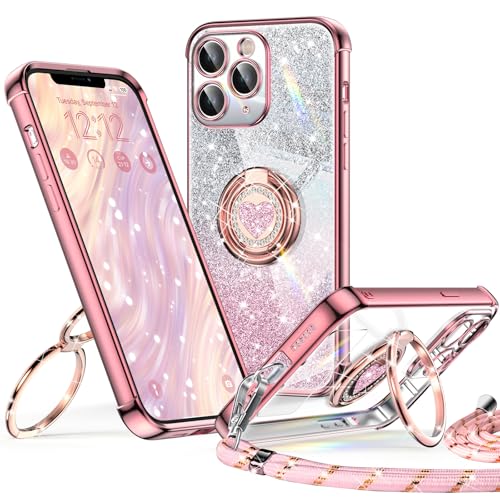 XYZ für iPhone 11 Pro Hülle mit Band, Herzen Doppelring Ständer Luxus Glitzer HandyHülle Kameraschutz, Frauen Stoßfest Elektroplattiert Soft TPU SchutzHülle Clear iPhone 11 Pro Case, Roségold XYZ für iPhone 11 Pro Hülle mit Band, Herzen Doppelring Ständer Luxus Glitzer HandyHülle Kameraschutz, Frauen Stoßfest Elektroplattiert Soft TPU SchutzHülle Clear iPhone 11 Pro Case, Roségold von XYZ