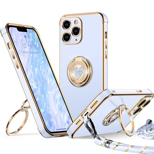 XYZ für iPhone 11 Pro Max Hülle mit Band, Herz Doppelring Ständer HandyHülle Handykette Frauen Mädchen Dünn Stoßfeste Anti-Kratzt SchutzHülle für iPhone 11 Pro Max Case, Blau XYZ für iPhone 11 Pro Max Hülle mit Band, Herz Doppelring Ständer HandyHülle Handykette Frauen Mädchen Dünn Stoßfeste Anti-Kratzt SchutzHülle für iPhone 11 Pro Max Case, Blau von XYZ