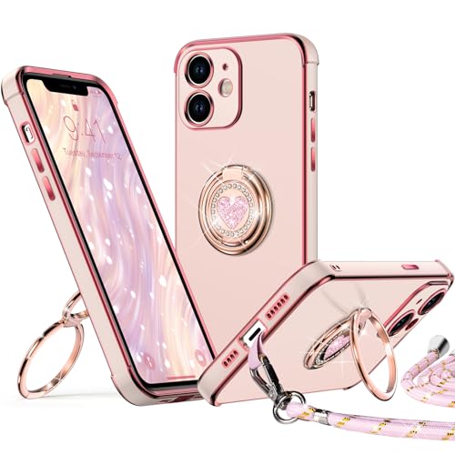 XYZ für iPhone 12 Mini Hülle mit Band, Herz Doppelring Ständer HandyHülle Handykette Frauen Mädchen Dünn Stoßfeste Anti-Kratzt SchutzHülle für iPhone 12 Mini Case, Rosa XYZ für iPhone 12 Mini Hülle mit Band, Herz Doppelring Ständer HandyHülle Handykette Frauen Mädchen Dünn Stoßfeste Anti-Kratzt SchutzHülle für iPhone 12 Mini Case, Rosa von XYZ