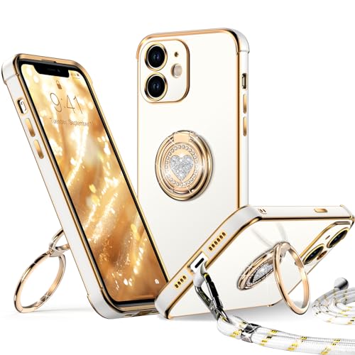 XYZ für iPhone 12 Mini Hülle mit Band, Herz Doppelring Ständer HandyHülle Handykette Frauen Mädchen Dünn Stoßfeste Anti-Kratzt SchutzHülle für iPhone 12 Mini Case, Weiß XYZ für iPhone 12 Mini Hülle mit Band, Herz Doppelring Ständer HandyHülle Handykette Frauen Mädchen Dünn Stoßfeste Anti-Kratzt SchutzHülle für iPhone 12 Mini Case, Weiß von XYZ
