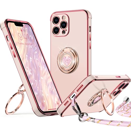 XYZ für iPhone 12 Pro Max Hülle mit Band, Herz Doppelring Ständer HandyHülle Handykette Frauen Mädchen Dünn Stoßfeste Anti-Kratzt SchutzHülle für iPhone 12 Pro Max Case, Rosa XYZ für iPhone 12 Pro Max Hülle mit Band, Herz Doppelring Ständer HandyHülle Handykette Frauen Mädchen Dünn Stoßfeste Anti-Kratzt SchutzHülle für iPhone 12 Pro Max Case, Rosa von XYZ