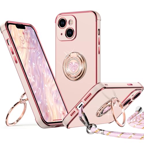 XYZ für iPhone 14 Plus Hülle mit Band, Herz Doppelring Ständer HandyHülle Handykette Frauen Mädchen Dünn Stoßfeste Anti-Kratzt SchutzHülle für iPhone 14 Plus Case, Rosa XYZ für iPhone 14 Plus Hülle mit Band, Herz Doppelring Ständer HandyHülle Handykette Frauen Mädchen Dünn Stoßfeste Anti-Kratzt SchutzHülle für iPhone 14 Plus Case, Rosa von XYZ