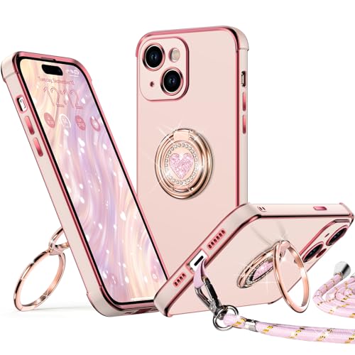 XYZ für iPhone 15 Plus Hülle mit Band, Herz Doppelring Ständer HandyHülle Handykette Frauen Mädchen Dünn Stoßfeste Anti-Kratzt SchutzHülle für iPhone 15 Plus Case, Rosa XYZ für iPhone 15 Plus Hülle mit Band, Herz Doppelring Ständer HandyHülle Handykette Frauen Mädchen Dünn Stoßfeste Anti-Kratzt SchutzHülle für iPhone 15 Plus Case, Rosa von XYZ