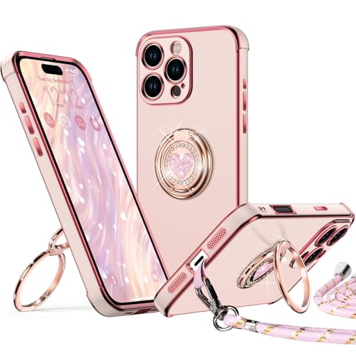 XYZ für iPhone 16 Pro Max Hülle mit Band, Herz Doppelring Ständer HandyHülle Handykette Frauen Mädchen Dünn Stoßfeste Anti-Kratzt SchutzHülle für iPhone 16 Pro Max Case, Rosa XYZ für iPhone 16 Pro Max Hülle mit Band, Herz Doppelring Ständer HandyHülle Handykette Frauen Mädchen Dünn Stoßfeste Anti-Kratzt SchutzHülle für iPhone 16 Pro Max Case, Rosa von XYZ