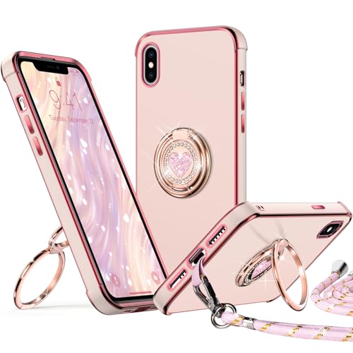 XYZ für iPhone X/XS Hülle mit Band, Herz Doppelring Ständer HandyHülle Handykette Frauen Mädchen Dünn Stoßfeste Anti-Kratzt SchutzHülle für iPhone X/XS Case, Rosa XYZ für iPhone X/XS Hülle mit Band, Herz Doppelring Ständer HandyHülle Handykette Frauen Mädchen Dünn Stoßfeste Anti-Kratzt SchutzHülle für iPhone X/XS Case, Rosa von XYZ