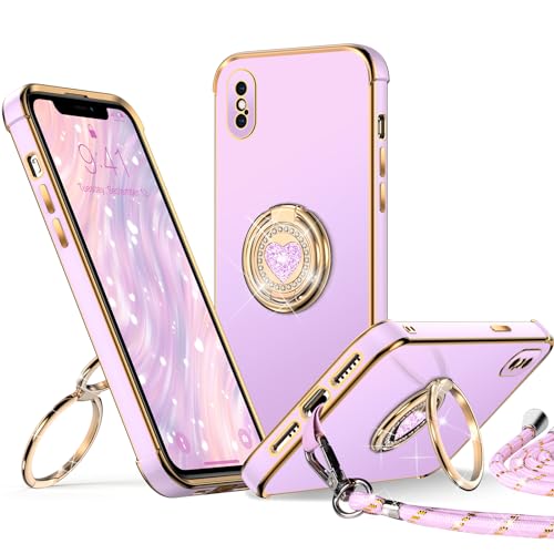 XYZ für iPhone XS Max Hülle mit Band, Herz Doppelring Ständer HandyHülle Handykette Frauen Mädchen Dünn Stoßfeste Anti-Kratzt SchutzHülle für iPhone XS Max Case, Lila XYZ für iPhone XS Max Hülle mit Band, Herz Doppelring Ständer HandyHülle Handykette Frauen Mädchen Dünn Stoßfeste Anti-Kratzt SchutzHülle für iPhone XS Max Case, Lila von XYZ