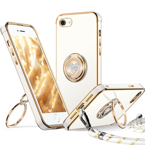 XYZ für iPhone 7/8/SE 2022/SE 2020 Hülle mit Band, Herz Doppelring Ständer HandyHülle Handykette Frauen Mädchen Dünn Stoßfeste Anti-Kratzt SchutzHülle für iPhone iPhone 7/8 Case, Weiß XYZ für iPhone 7/8/SE 2022/SE 2020 Hülle mit Band, Herz Doppelring Ständer HandyHülle Handykette Frauen Mädchen Dünn Stoßfeste Anti-Kratzt SchutzHülle für iPhone iPhone 7/8 Case, Weiß von XYZ