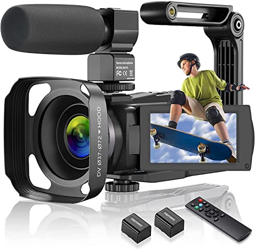 4K WiFi Videokamera 48MP Camcorder, Vlogging Kamera für YouTube 16X Digitalzoom, 3.0-inch IPS Touch Screen, IR Night Vision, with Microphone, Battery Charger and 2 Batteries, Hand Stabiliser von XYiezkaxo