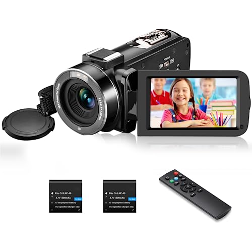 Videokamera Camcorder 1080P Vlogging Kamera 30FPS Digitalkamera für Tiktok, YouTube 36MP Camcorder IR Nachtsicht 3,0'' Drehbarer Bildschirm Videokamera 16X Digitalzoom, Fernbedienung, 2 Batterien von XYiezkaxo