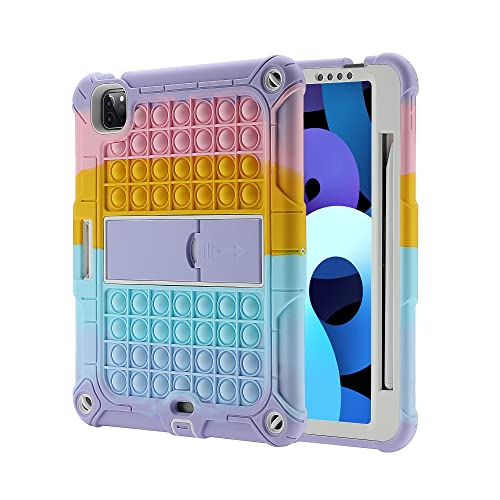 XZC Hülle für iPad Air 5 2022/Air 4 2020 10,9 Zoll, iPad Pro 11 2021/2020/2018 (3./2./1. Gen) Push Pop Bubble Sensory iPad Stoßfeste Abdeckung mit Stifthalter, Ständer Schultergurt (Rainbow 2) von XZC
