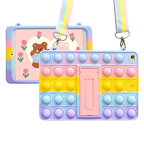 XZC Push Pop Hülle für iPad (A16) 11./10. Generation (2022 10,9 Zoll/ A16 2025 11 Zoll) Silikon stoßfest Tablet-Abdeckung mit Umhängeband (iPad 10. Generation 10,9 Zoll 2022) von XZC