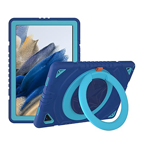 XZC Schutzhülle für Samsung Galaxy Tab A8 10,5 Zoll 2022 (SM-X200/X205/X207), strapazierfähig, stoßfest, mit drehbarem Ständer/Stifthalter/Tragegurt (Blau 1) von XZC