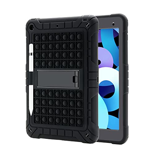 XZC iPad 9/8/7 Generation Hülle (iPad 10.2 Zoll Hülle 2021/2020/2019) Push Pop iPad Hülle Stoßfest Fallschutz Cover mit Stifthalter Kickstand Schultergurt (Schwarz) von XZC