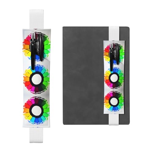 XZDAL Farbige Kreise, verstellbarer Stifthalter aus Leder, für Tagebücher und Notizbücher, mit Gummiband, Weiß XZDAL Farbige Kreise, verstellbarer Stifthalter aus Leder, für Tagebücher und Notizbücher, mit Gummiband, Weiß von XZDAL