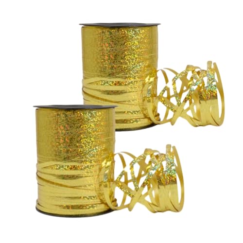 Glitzer-Ringelband, 914 m, gelockte Bänder, 0,6 cm breit, Geschenkverpackungsband, Party-Dekorationen, Zubehör für Hochzeit, Geburtstag, Weihnachten (Gold) von XZJMY