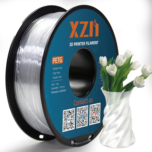 XZN PETG Filament 1.75mm, Größe Genauigkeit +/-0.02mm, mit Schlagfestigkeit und Flexibilität, 1.75mm PETG Filament für die meisten FDM 3D Drucker, 1kg Spule, Transparent XZN PETG Filament 1.75mm, Größe Genauigkeit +/-0.02mm, mit Schlagfestigkeit und Flexibilität, 1.75mm PETG Filament für die meisten FDM 3D Drucker, 1kg Spule, Transparent von XZN