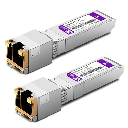 XZSNET 10GBASE-T SFP+ Transceiver, 10G Kupfer SFP+ zu RJ45 Mini GBIC Modul für Cisco SFP-10G-T-S, Ubiquiti UniFi UF-RJ45-10G, Mikrotik S+RJ10, Meraki, Netgear, D-Link und mehr, bis zu 30m, 2 Stück XZSNET 10GBASE-T SFP+ Transceiver, 10G Kupfer SFP+ zu RJ45 Mini GBIC Modul für Cisco SFP-10G-T-S, Ubiquiti UniFi UF-RJ45-10G, Mikrotik S+RJ10, Meraki, Netgear, D-Link und mehr, bis zu 30m, 2 Stück von XZSNET