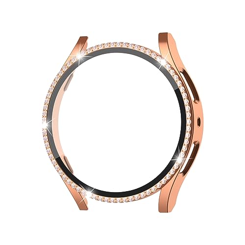 Abdeckung kompatibel mit Samsung Galaxy Watch 6 40 mm Hart-PC-Rahmenabdeckung mit Strassbesatz, waschbares Gehäuse, Uhrenzubehör Smart Watch 119 Plus (Rose Gold, A) von XZincer
