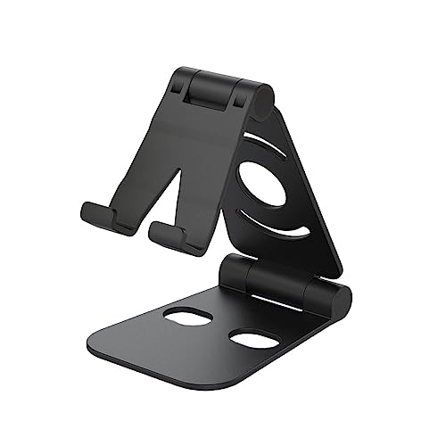 XZincer Universeller Verstellbarer Handy-Ständer, Desktop-Telefon-Tablet-PC-Ständer, Halterung, einfach faltbar Handyhalterung Für Den Tisch (Black, One Size) von XZincer