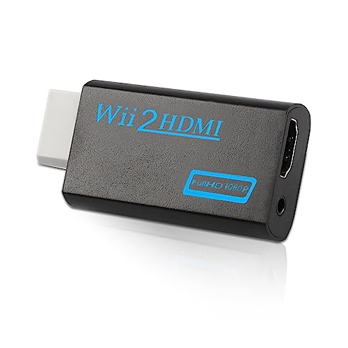 Wii zu HDMI Konverter, Wii HDMI Adapter 1080P für Full HD Geräte mit 3,5 mm Audioanschluss und HDMI-Ausgang Kompatibel mit Nintendo Wii, Wii U, HDTV, Monitor (Schwarz) von Xahpower