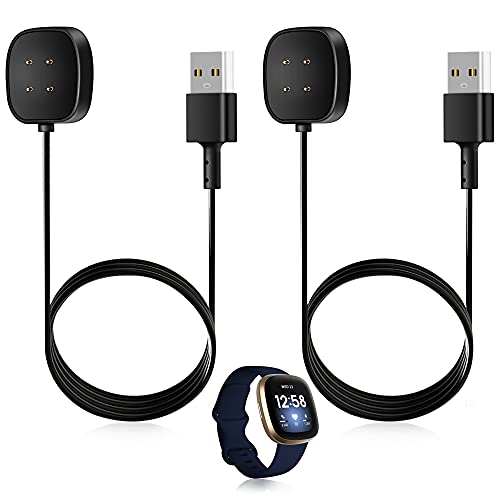 Xahpower 2 Stücke Ladekabel Kompatibel mit Fitbit Versa 3, Ladegerät Kompatibel mit Versa 3 / Versa 4 / Sense/Sense 2 Smartwatch, Magnetisch Ladegerät Dock - 100cm von Xahpower