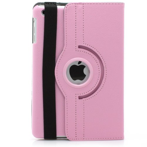 XAiOX iPad Mini Hülle Tasche Kunst Lederhülle Case Cover mit Aufstellfunktion und Drehfunktion Ständer, Leder-Optik (rosa) von XAiOX