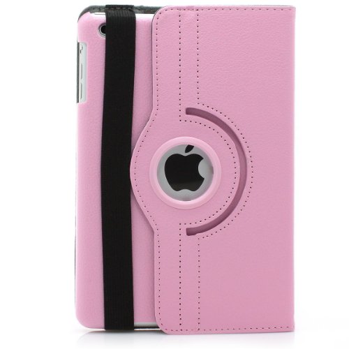 Xaiox iPad Mini Hülle Tasche Kunst Lederhülle Case Cover mit Aufstellfunktion und Drehfunktion Ständer, Leder-Optik (rosa) von Xaiox