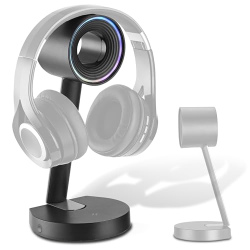 Xantron® Headset Halterung mit dynamischer RGB Beleuchtung & Induktiver Ladestation/Ideal für passionierte Gamer/Universal Headset Ständer/Kopfhörer Halter als Gaming Zubehör von Xantron