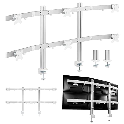 Xantron® Monitor Halterung 6 Monitore 17 bis 32 Zoll oder VESA 75x75 & 100x100mm / Tragkraft: 8kg pro Monitor/Monitorhalterung Schwenkbar Neigbar inkl. Tischhalterung von Xantron