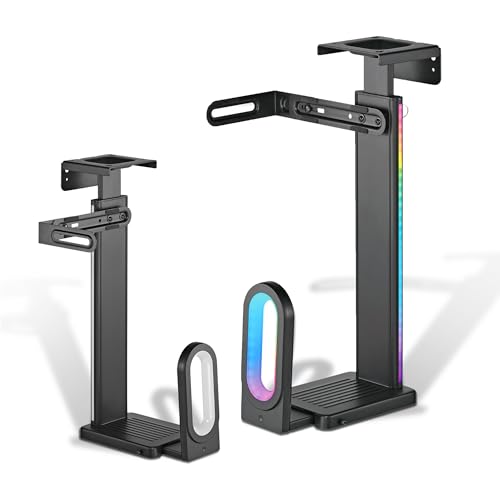 Xantron® PC Halterung mit inspirierenden RGB Effekten/PC Halterung unter Schreibtisch, PC Wandhalterung/Einstellbar in Länge, Tiefe & Breite, ideal für Gaming - Tragkraft bis 20kg von Xantron