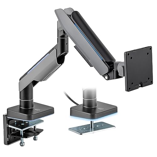 Xantron® RGB Gaming Monitor Halterung 1 Monitor Arm 17-49 Zoll/Bildschirmhalterung für schwere (20 kg) & Curved Monitore/Monitorhalterung mit Gasdruckfeder von Xantron