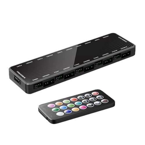 Fernbedienung Computer RGB Licht Adapter, Lüftergeschwindigkeitsregler Ports PWM Lüfter Temperaturregler PWM Lüfter Temperaturregler Integrator RGB Computer Hub Lichtadapter für Fernbedienung Computer RGB Licht Adapter, Lüftergeschwindigkeitsregler Ports PWM Lüfter Temperaturregler PWM Lüfter Temperaturregler Integrator RGB Computer Hub Lichtadapter für von Xasbseulk
