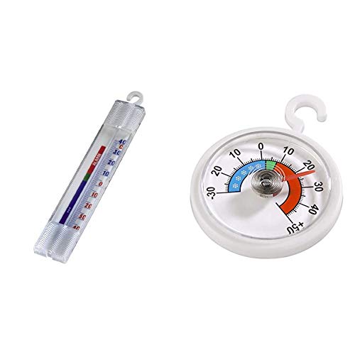 Xavax Analoges Thermometer (zum Aufhängen im Kühlschrank, Gefrierschrank) weiß & Analoges Thermometer (zum Aufhängen im Kühlschrank, Gefrierschrank, min. -30 Grad, Max. +50 Grad, rund) weiß von Xavax