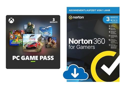 PC Game Pass | 3 Monate Mitgliedschaft | + Norton 360 for Gamers 2024 | 3 Geräte | Cybersicherheit für PC-Gamer | 1-Jahres-Abonnement von Xbox