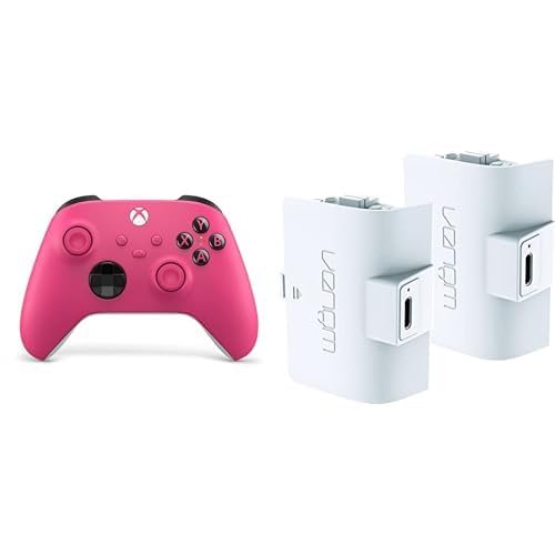 Xbox Wireless Controller – Deep Pink+Venom Doppelpack mit wiederaufladbarem Akku Controller - Weiß Series X & S One von Xbox