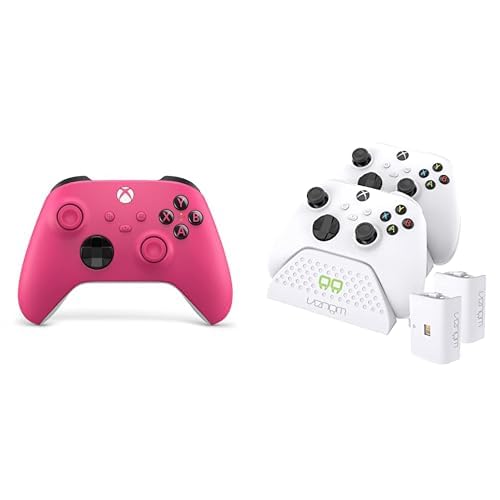 Xbox Wireless Controller – Deep Pink+Venom Twin-Ladestation mit 2 x wiederaufladbaren Akkupacks – Weiß Series X & S One von Xbox