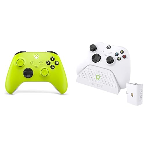 Xbox Wireless Controller Electric Volt+Venom Ladestation mit wiederaufladbarem Akku – Weiß Series X & S One von Xbox