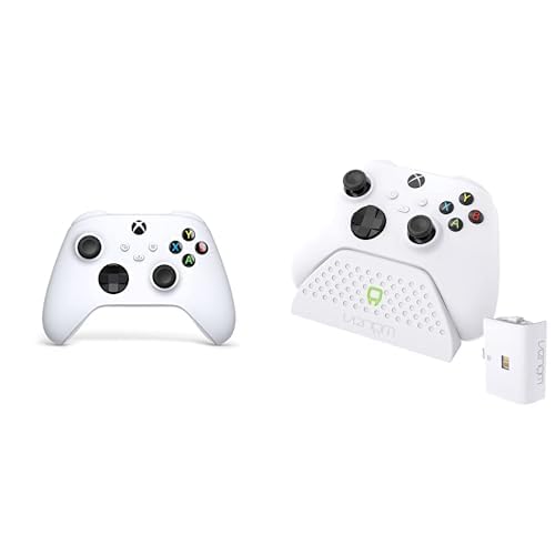 Xbox Wireless Controller Robot White+Venom Ladestation mit wiederaufladbarem Akku – Weiß Series X & S One von Xbox