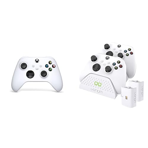 Xbox Wireless Controller Robot White+Venom Twin-Ladestation mit 2 x wiederaufladbaren Akkupacks – Weiß Series X & S One von Xbox