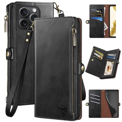Kompatibel mit iPhone 14 Pro 15,5 cm (6,1 Zoll), Brieftaschen-Schutzhülle mit Reißverschluss, Kreditkartenhalter, RFID-Blockierung, PU-Leder, stoßfest, für Damen und Herren, für Apple 14 Pro von XcaseBar