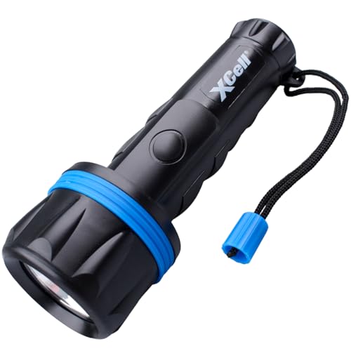 XCell LED-Taschenlampe Rubber 2D (Länge 190 mm, ø 60 mm, 50 Lumen, 12 h Leuchtdauer, inkl. Handschlaufe) 149402 von Xcell