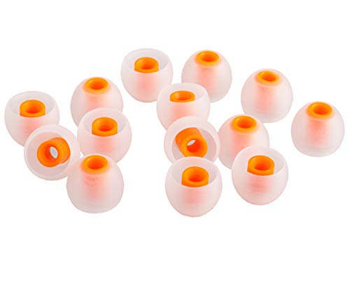 Xcessor (M 7 Paar (14 Stück) Silikon-Ersatz-Ohrhörer Mittlerer Größe Ersatz-Ohrstöpsel für Beliebte In-Ear-Kopfhörer. Weiß/Orange von Xcessor
