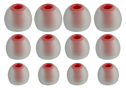 Xcessor (S/M/L 6 Paar (12 Stück) Silikon-Ersatz-Ohrhörer S/M/L Größe Ohrhörer Ersatz-Ohrstöpsel für beliebte In-Ear-Kopfhörer. Weiß/Rot von Xcessor