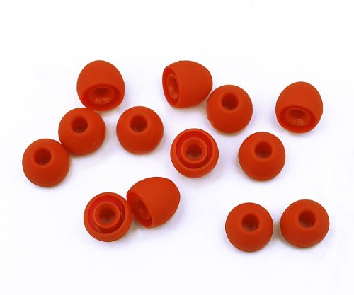 Xcessor 7 Paar (Satz Mit 14 Stück) Gummi Silikon Ohrpolster Ohrstöpsel Für In-Ear Ohrhörer. Kompatibel Mit Den Meisten In-Ohr Markenkopfhörern. Größe: L (Groß). Rot von Xcessor