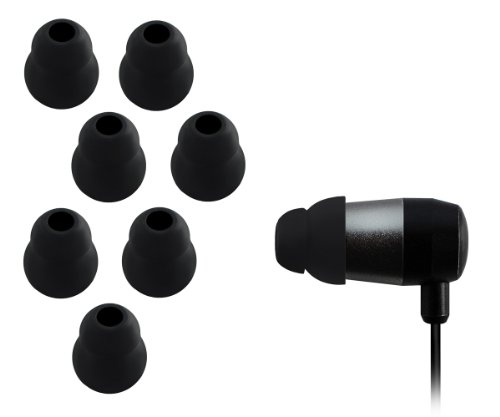 Xcessor Dual Flange 4 Paar (Satz Mit 8 Stück) Gummi Silikon Ohrpolster Ohrstöpsel Für In-Ear Ohrhörer. Kompatibel Mit Den Meisten In-Ohr Markenkopfhörern. Größe: M (Mittel). Farbe: Schwarz von Xcessor