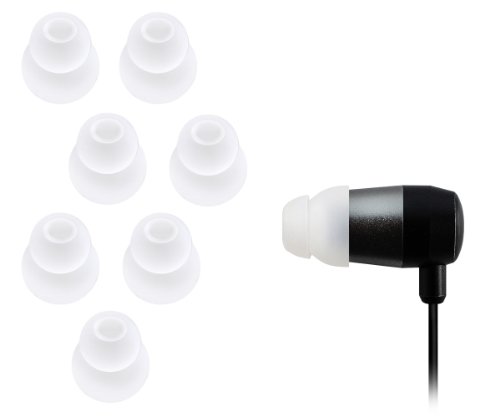 Xcessor Dual Flange 4 Paar (Satz Mit 8 Stück) Gummi Silikon Ohrpolster Ohrstöpsel Für In-Ear Ohrhörer. Kompatibel Mit Den Meisten In-Ohr Markenkopfhörern. Größe: M (Mittel). Farbe: Transparent von Xcessor