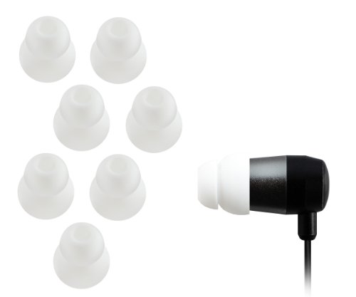 Xcessor Dual Flange 4 Paar (Satz Mit 8 Stück) Gummi Silikon Ohrpolster Ohrstöpsel Für In-Ear Ohrhörer. Kompatibel Mit Den Meisten In-Ohr Markenkopfhörern. Größe: M (Mittel). Farbe: Weiß von Xcessor