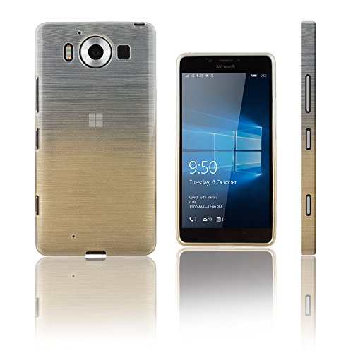 Xcessor Transition Farbe Flexible TPU Case Schutzhülle für Microsoft Lumia 950. Mit Gradient Silk Gewinde Textur. Transparent/Gold von Xcessor