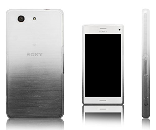 Xcessor Transition Farbe Flexible TPU Case Schutzhülle für Sony Xperia Z3 Compact. Mit Gradient Silk Gewinde Textur. Transparent/Grau von Xcessor