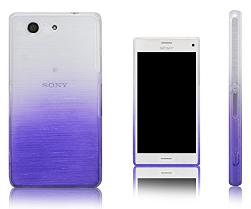 Xcessor Transition Farbe Flexible TPU Case Schutzhülle für Sony Xperia Z3 Compact. Mit Gradient Silk Gewinde Textur. Transparent/Lila von Xcessor